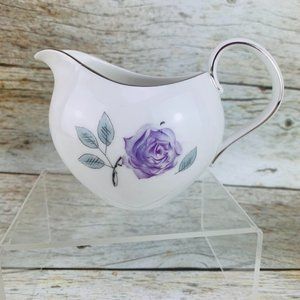 Johann Haviland JOH65 Purple Rose Platinum Trim China Creamer Germany